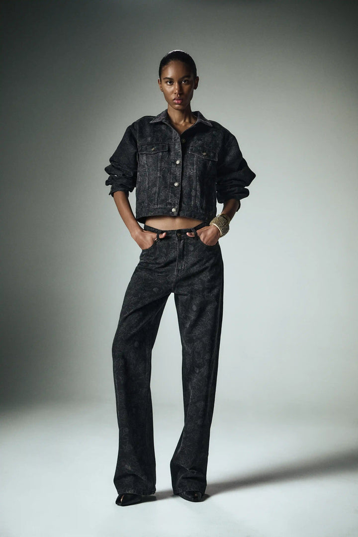 Zia-Alice, jeans set made of cotton with floral print
