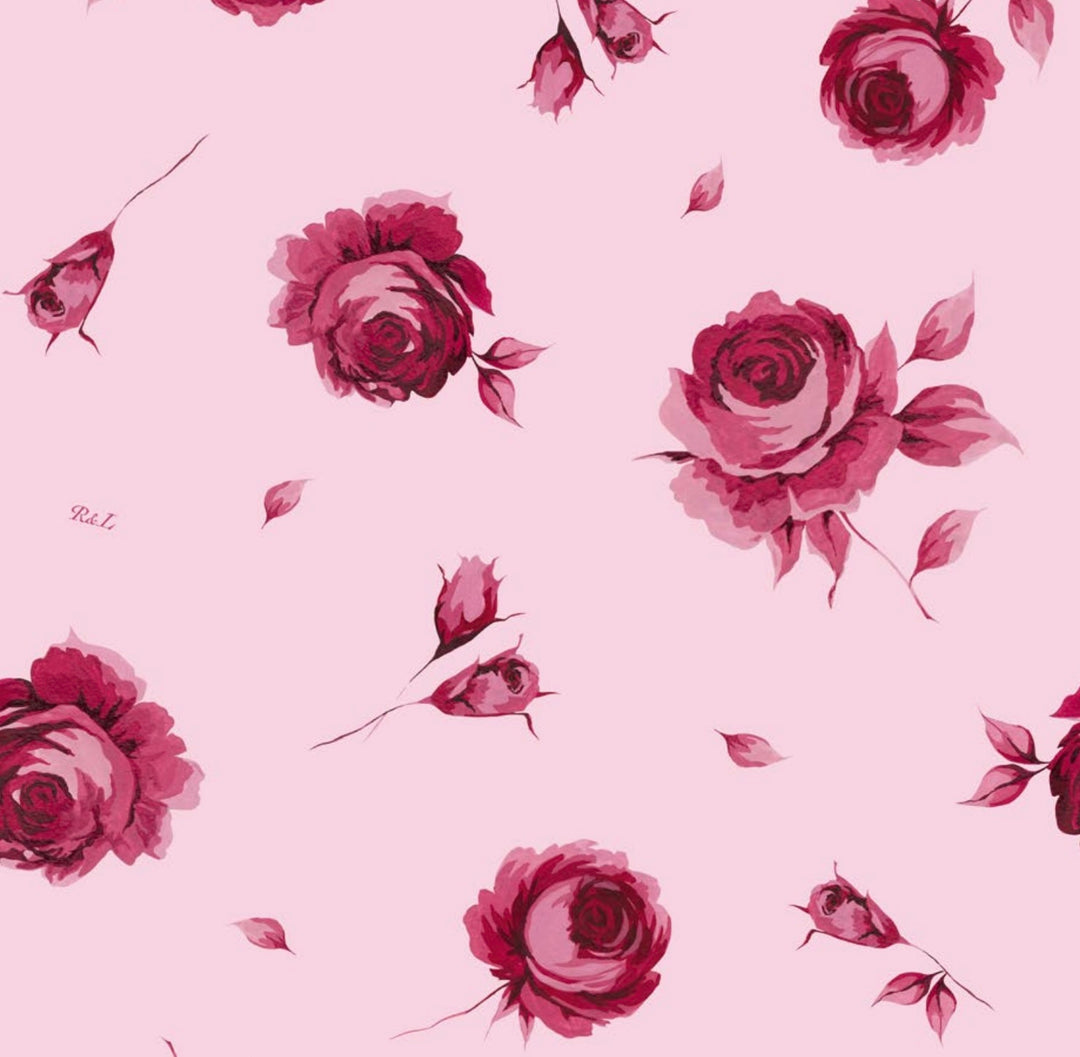 Alisa Frill, children's dress made of pink batiste with large raspberry flowers