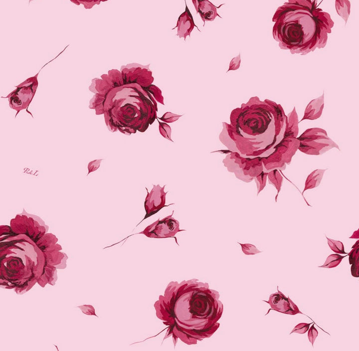 Alisa Frill, children's dress made of pink batiste with large raspberry flowers