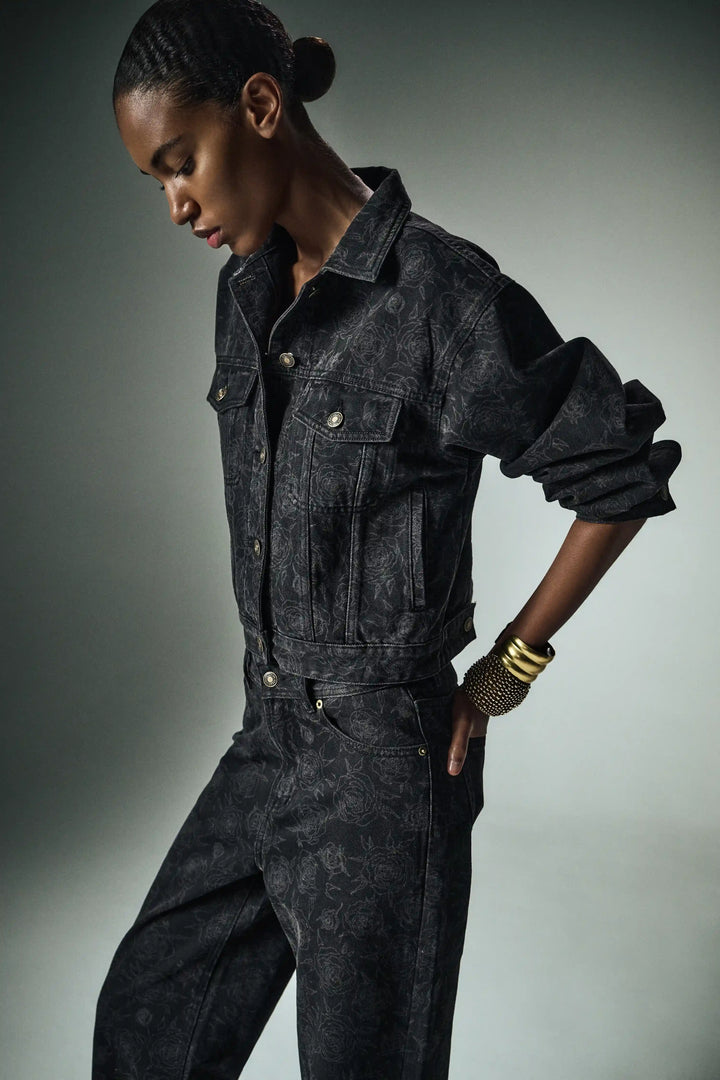 Zia-Alice, jeans set made of cotton with floral print