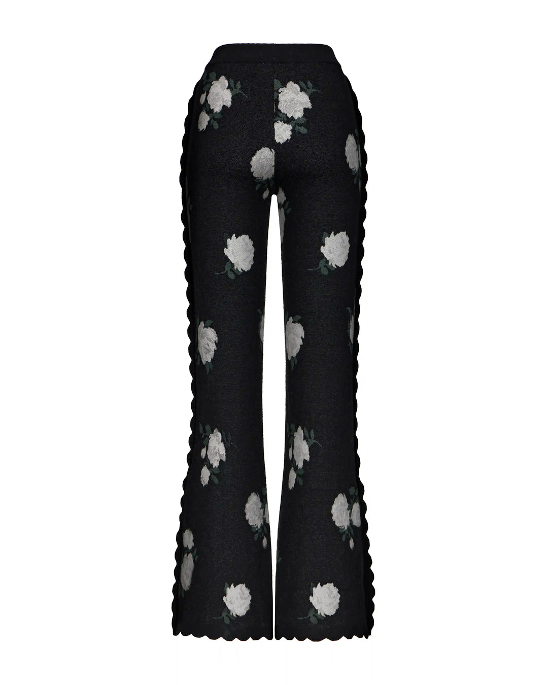Lana-Quincy, knitted set with pants made of black cotton with floral print