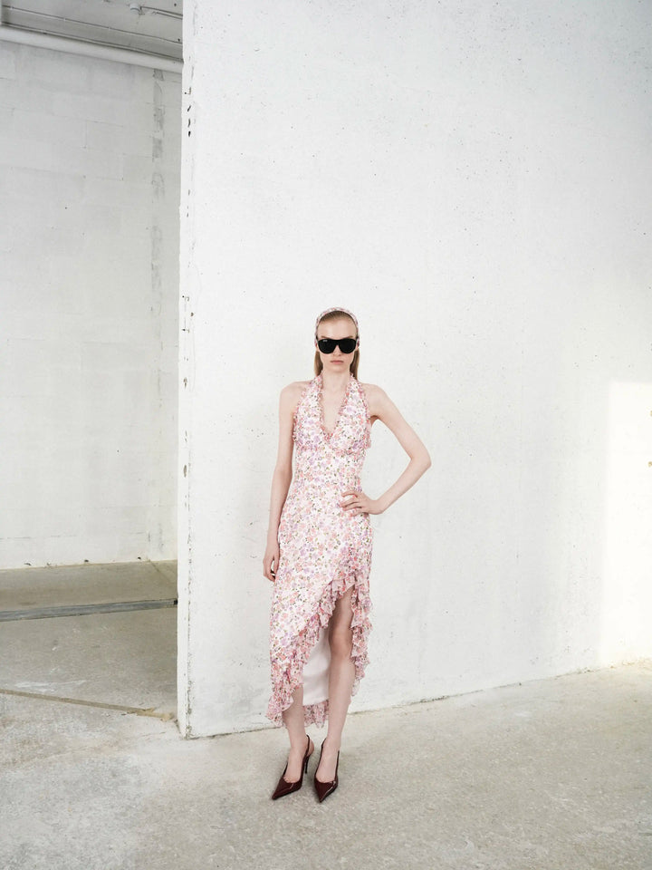 Quora midi, midi dress in milky chiffon with a floral print