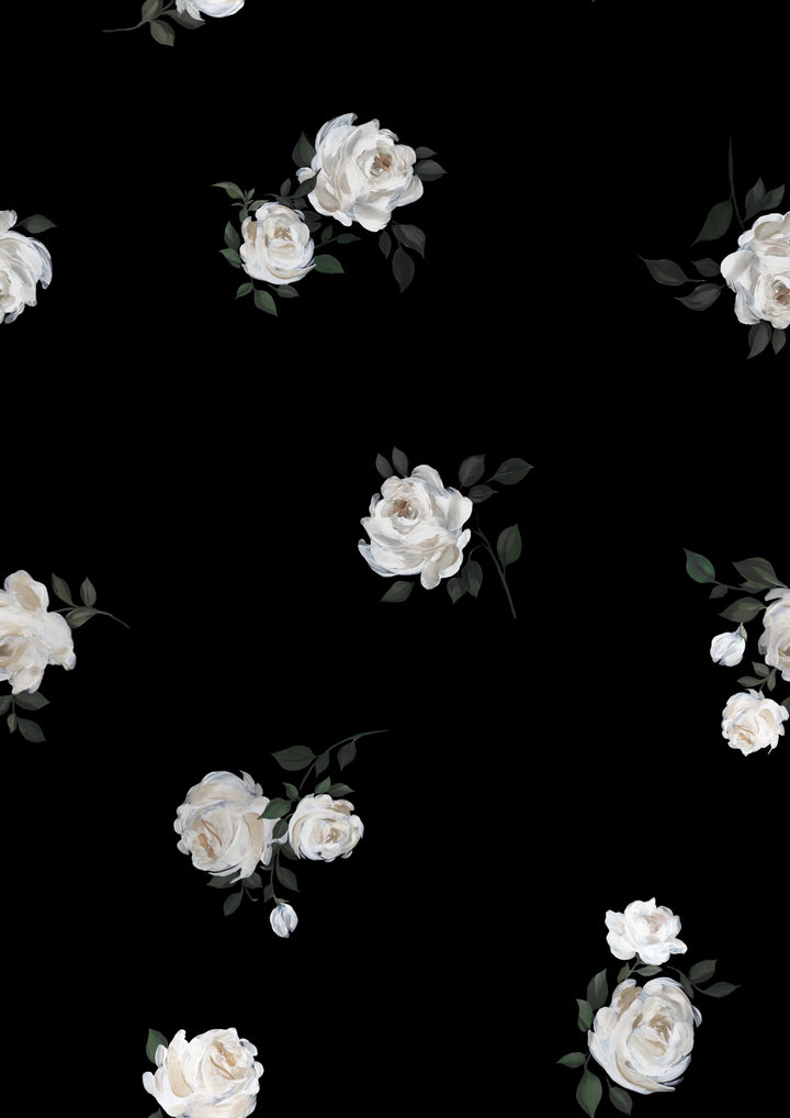Harper, shirt made of black chiffon with floral print