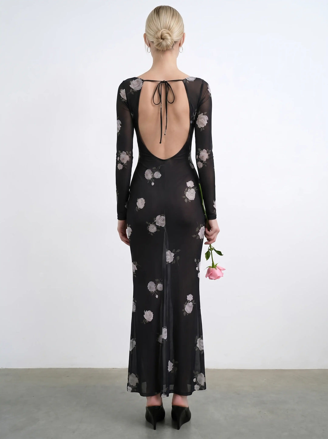 Monet maxi, milky mesh maxi dress with a floral print