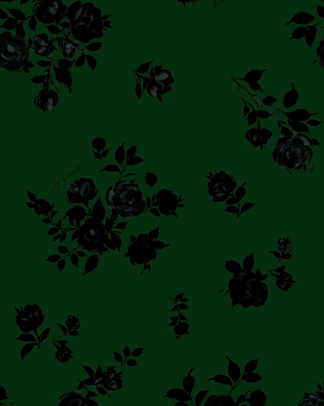 Ivy maxi, dark green biflex maxi dress with black flowers