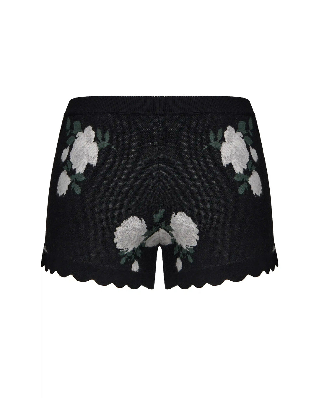 Lana-Joyce, knitted set with shorts made of black cotton with floral print