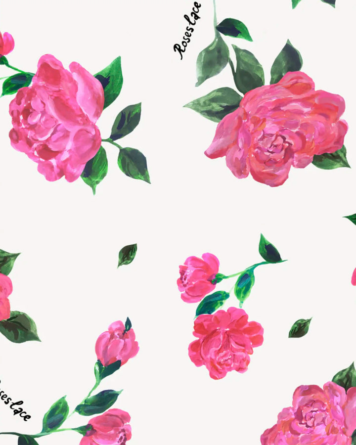 Mira mini, chiffon mini dress in milky with large raspberry flowers