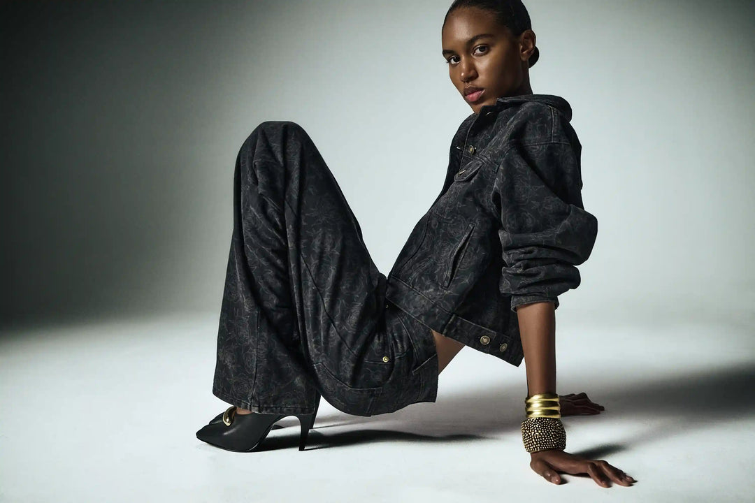 Zia-Alice, jeans set made of cotton with floral print