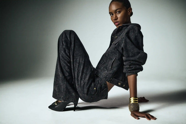 Zia-Alice, jeans set made of cotton with floral print
