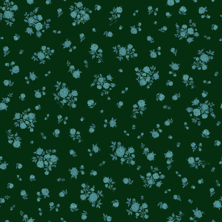 Valerie midi, midi dress made of dark green chiffon with a floral print