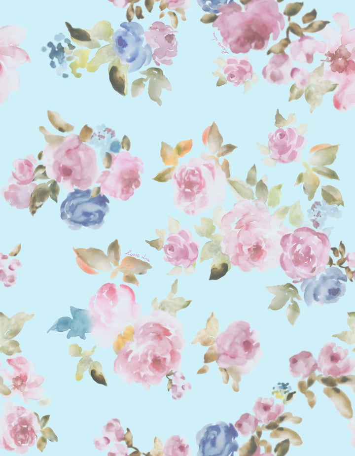 Josephine mini, blue chiffon mini dress with a floral print