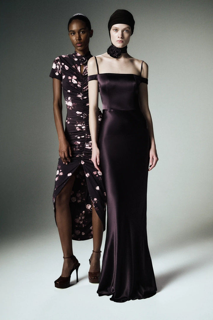 Melany maxi, maxi dress made of chocolate satin
