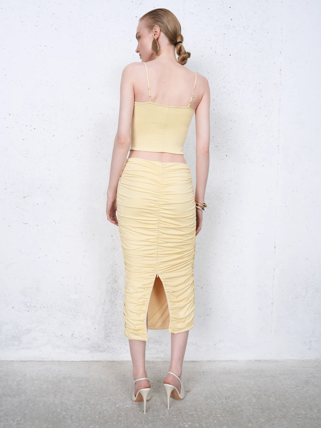 Lia midi, midi skirt in yellow biflex