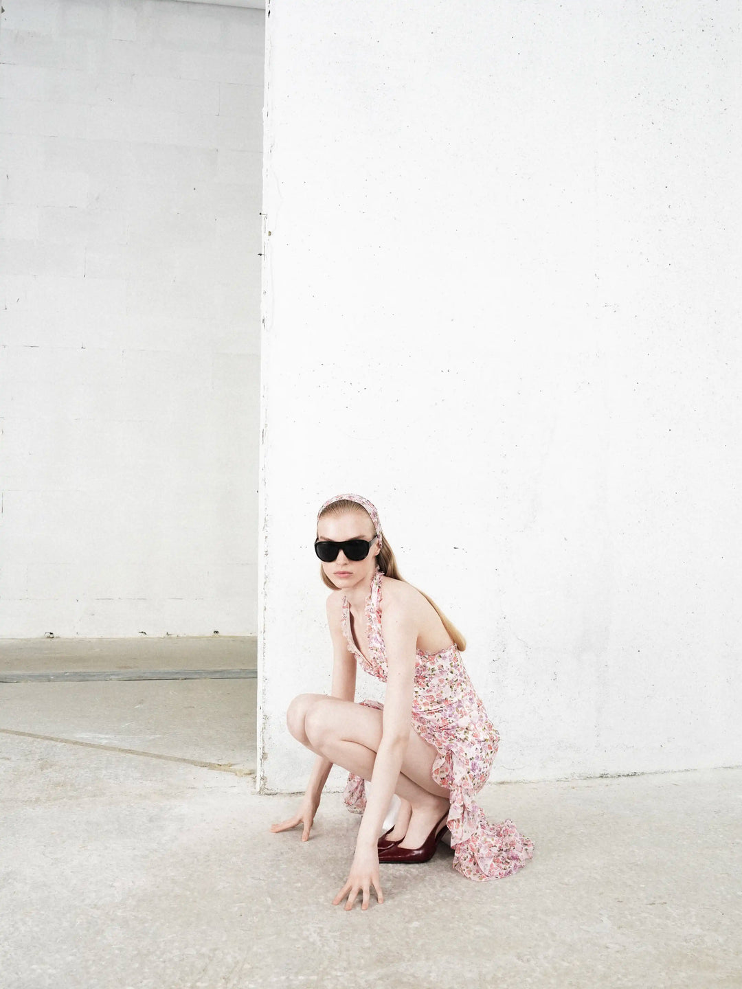 Quora midi, midi dress in milky chiffon with a floral print