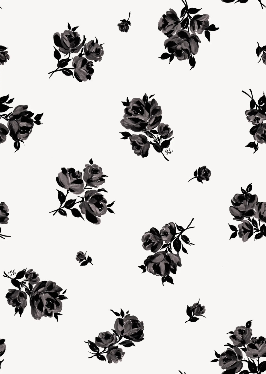 Mira, mini dress made of ivory chiffon with floral print and a rose