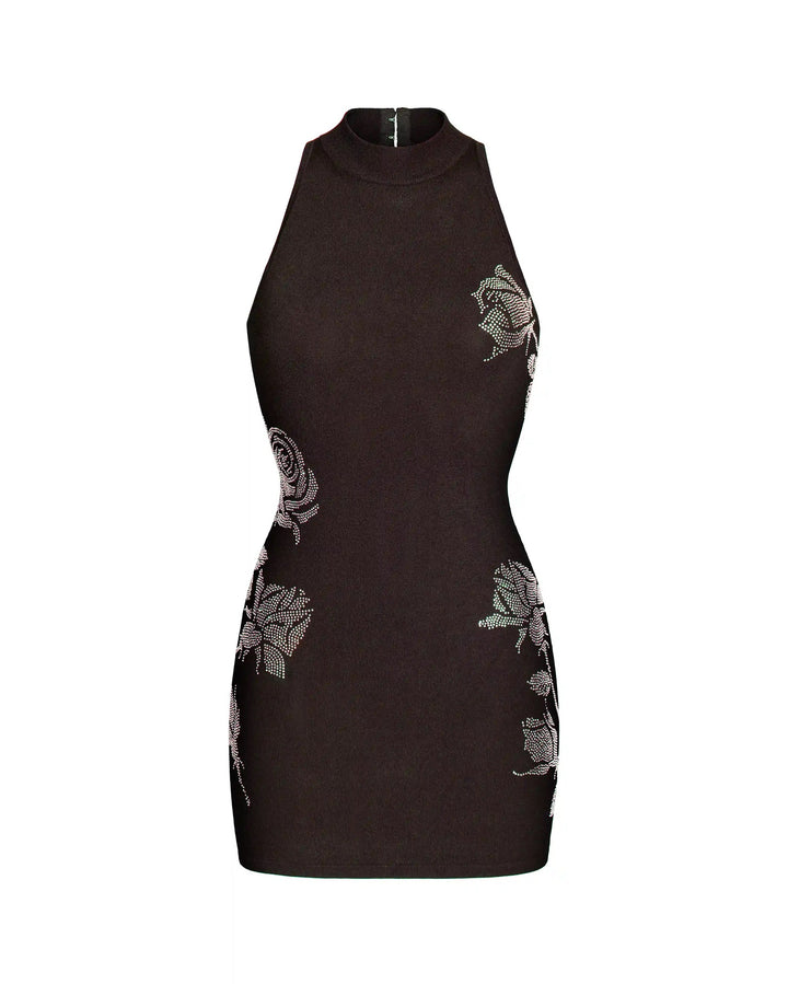 Viva mini, mini dress made of chocolate cotton with rhinestones
