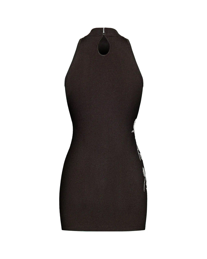 Viva mini, mini dress made of chocolate cotton with rhinestones