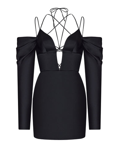 Essiena, black mini dress
