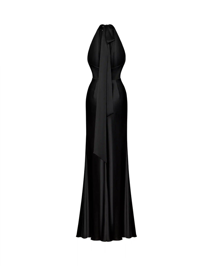 Alia maxi, maxi dress made of black satin