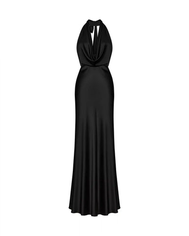 Alia maxi, maxi dress made of black satin