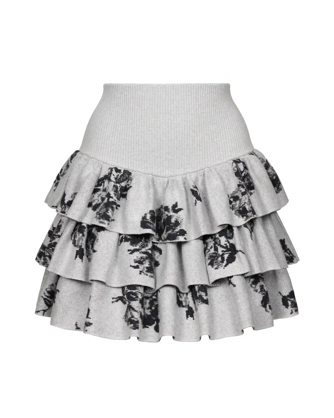 Charlize-Becky, knitted set made of gray cotton with floral print