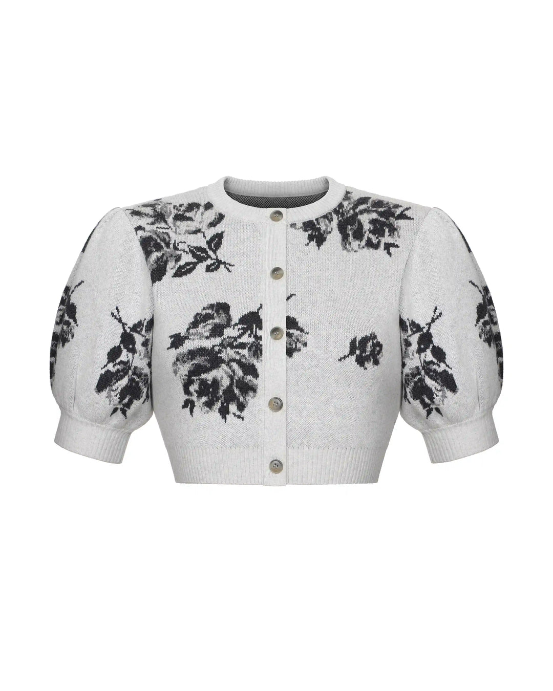Charlize-Dorothy, knitted set made of gray cotton with floral print