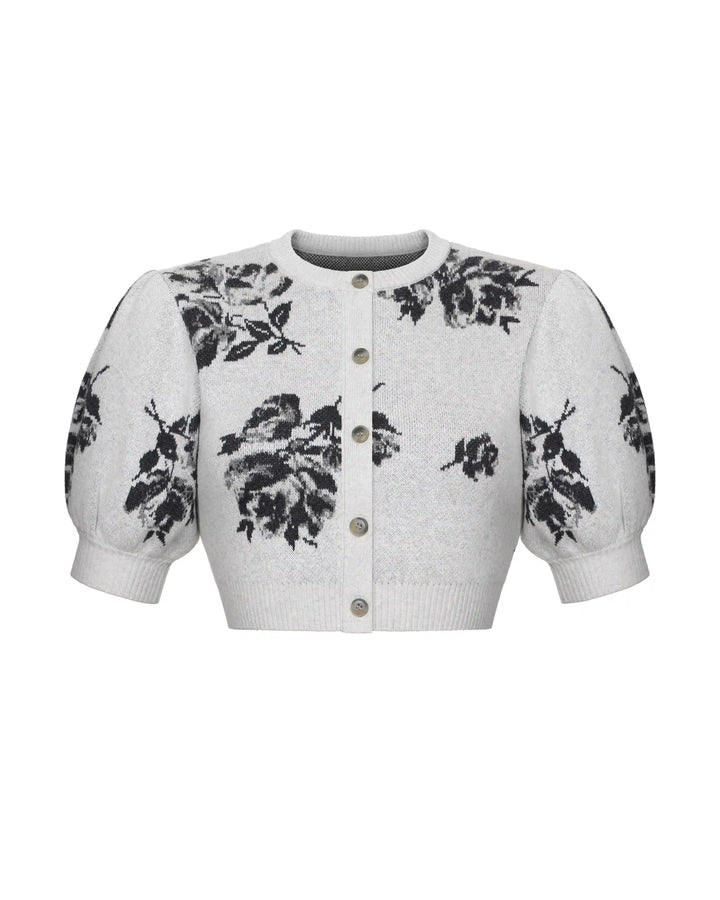 Charlize-Dorothy, knitted set made of gray cotton with floral print