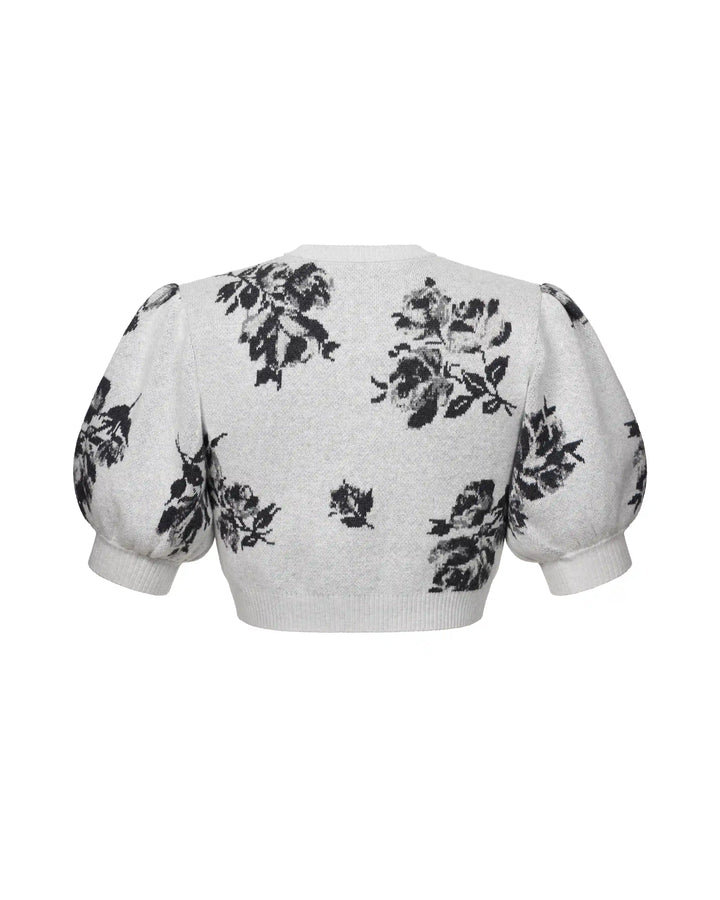 Charlize-Dorothy, knitted set made of gray cotton with floral print