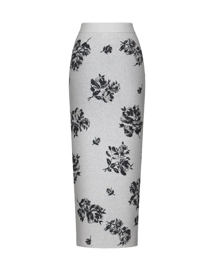 Charlize-Dorothy, knitted set made of gray cotton with floral print