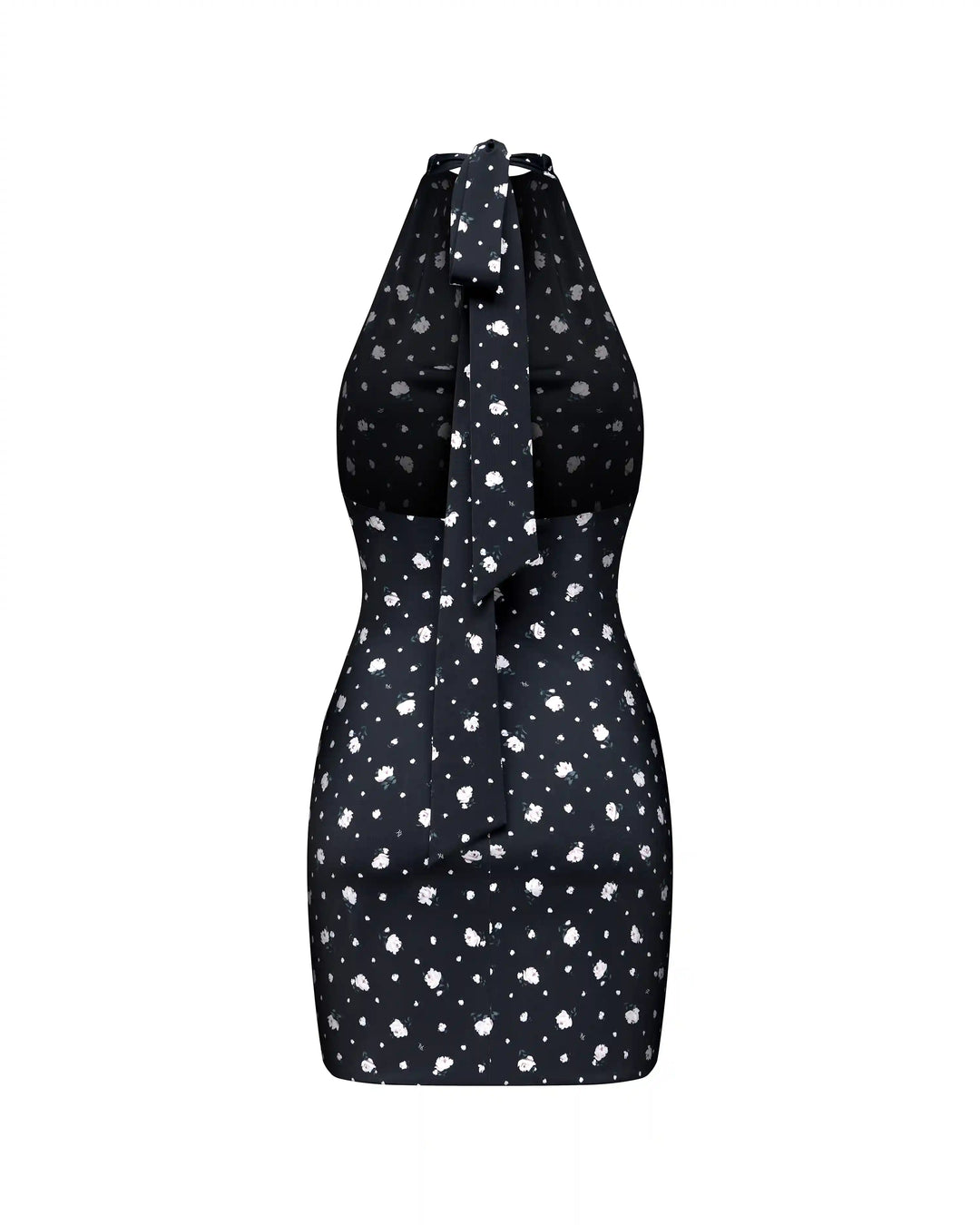 Esty mini, mini dress made of black biflex with small floral print