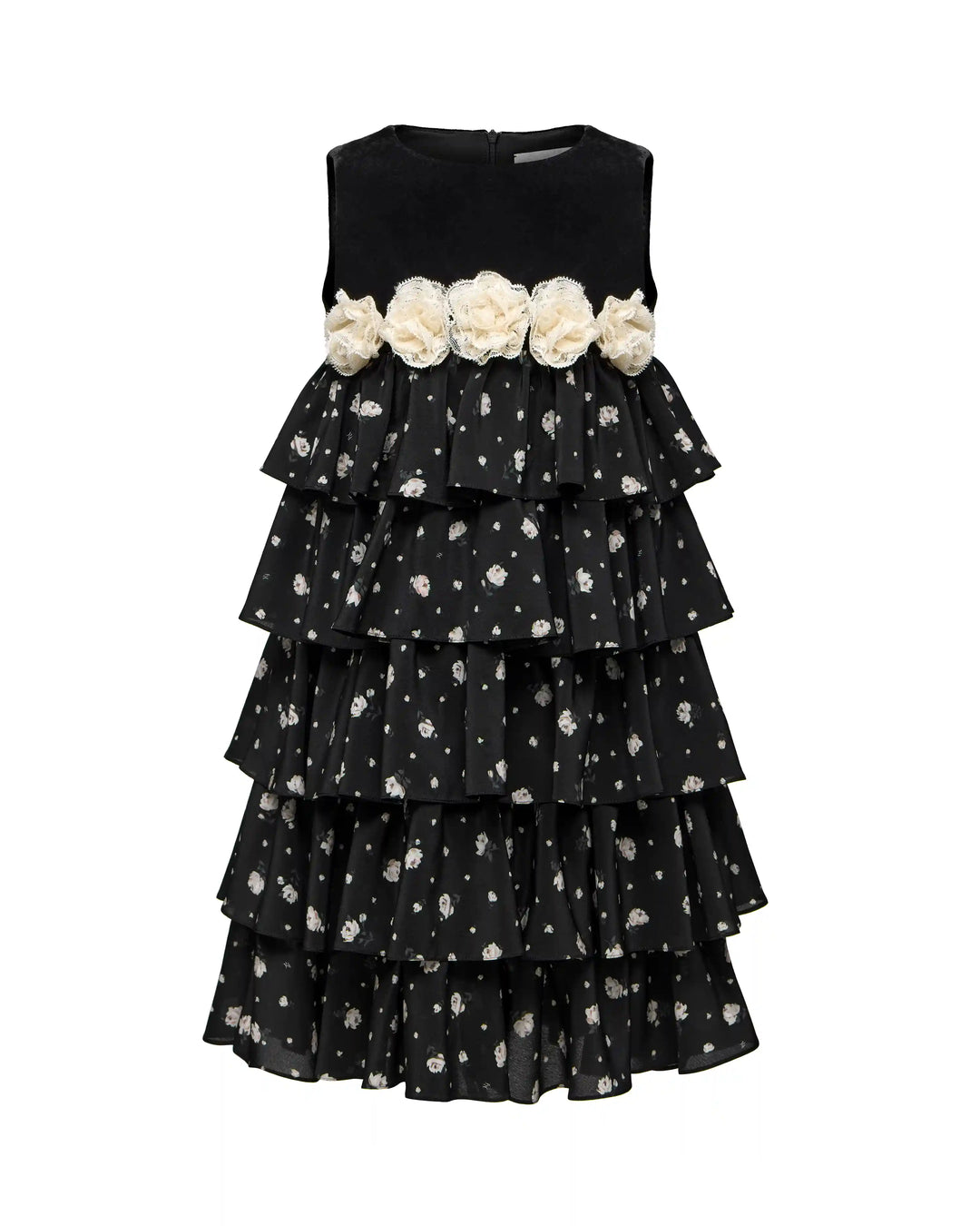 childrens black lace dress Young Girl's Black Dress with Gold Lace