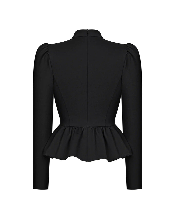 Lyra, top with long sleeves and a choker made of black jersey