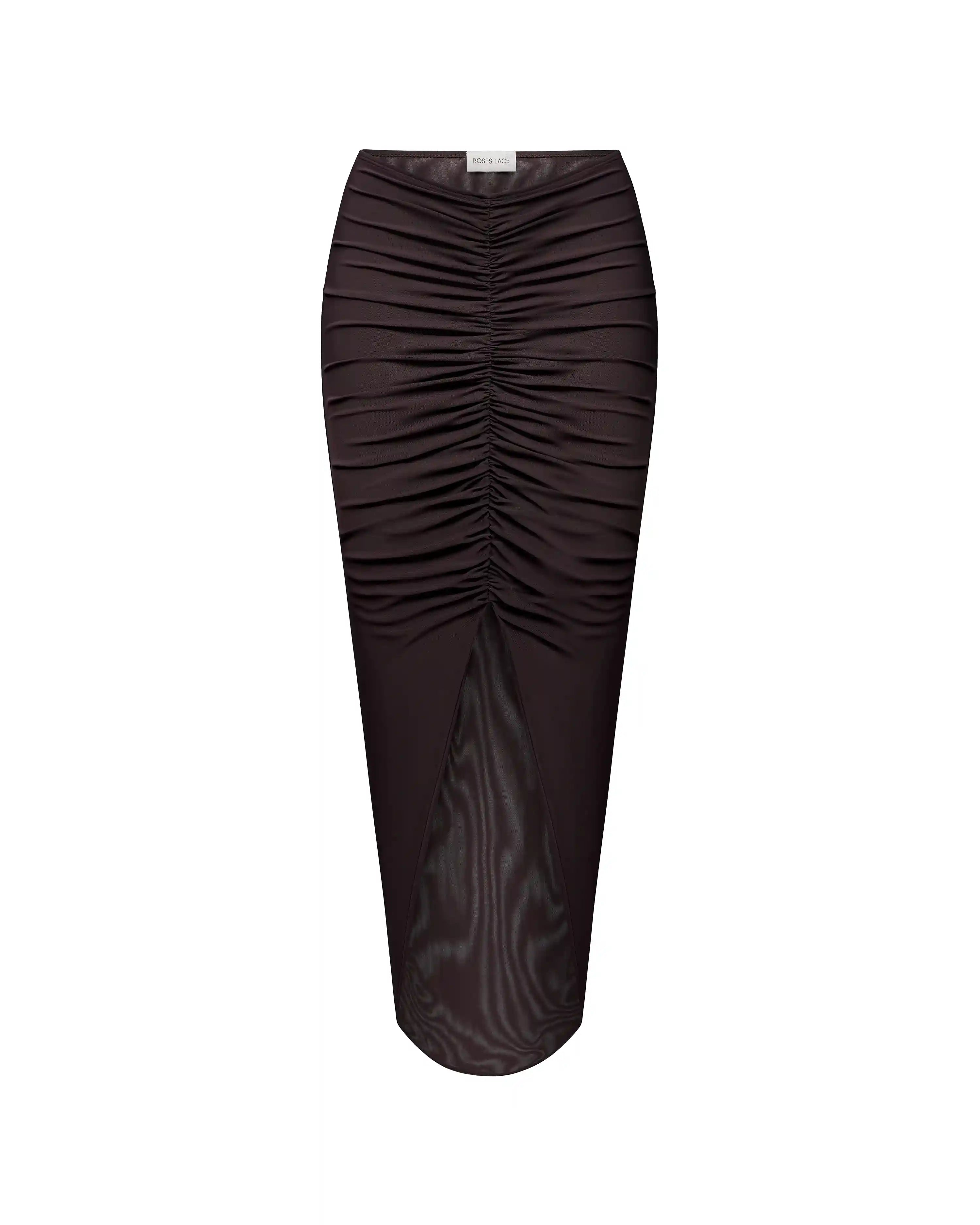 Amalia, midi skirt made of chocolate mesh