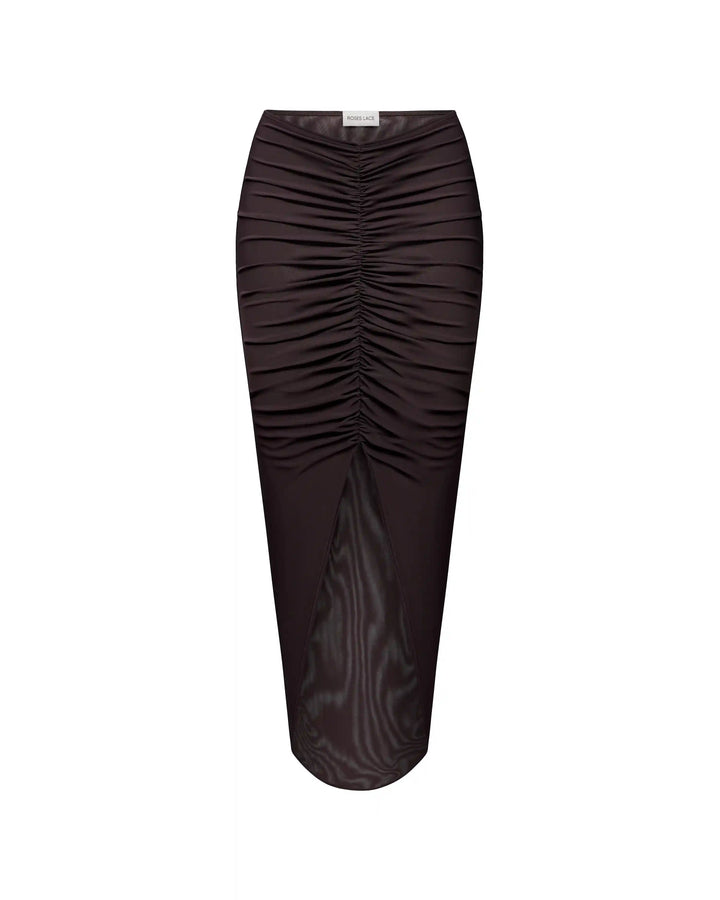 Amalia, midi skirt made of chocolate mesh