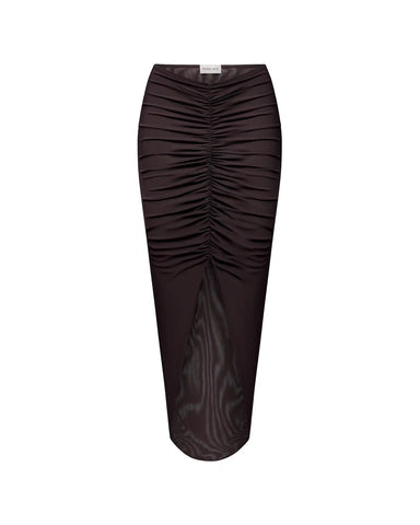 Amalia, midi skirt made of chocolate mesh
