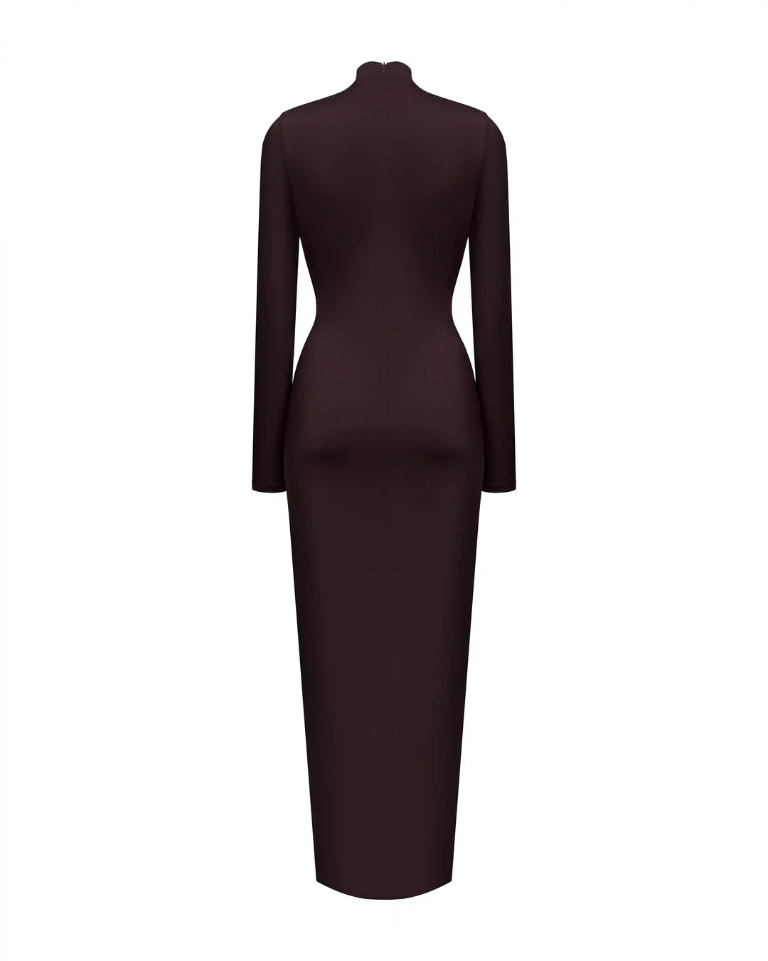 Ami, draped midi dress made of chocolate biflex