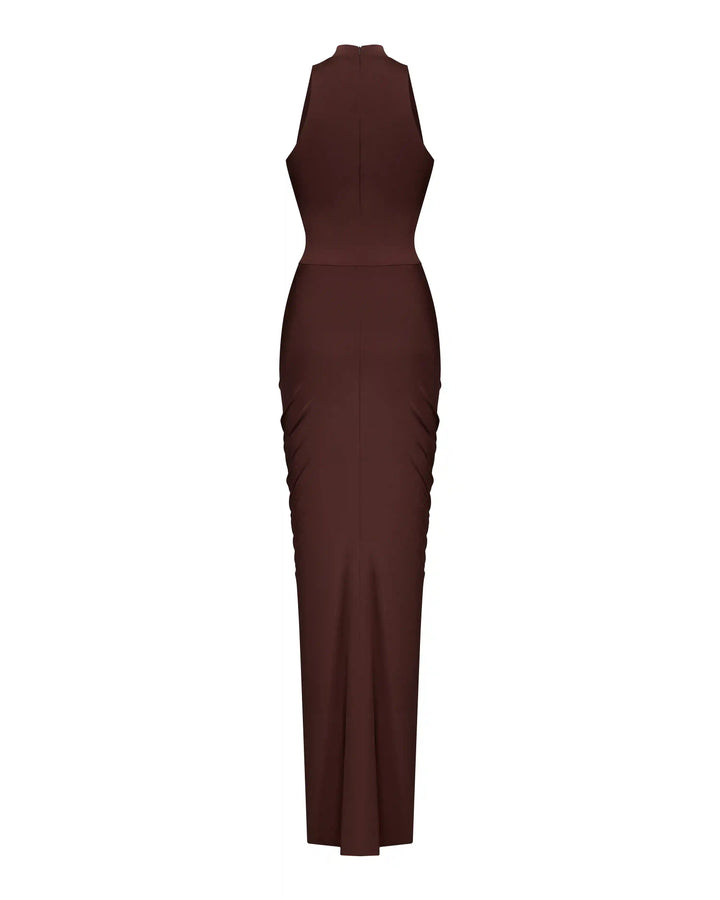 Ivy, maxi dress made of chocolate biflex
