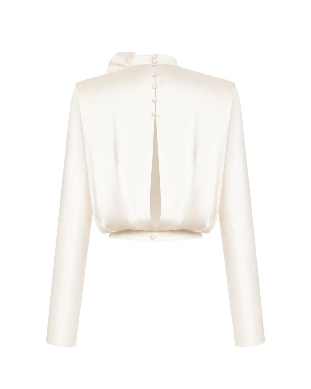 Jasmine top, top with long sleeves and a choker made of ivory satin