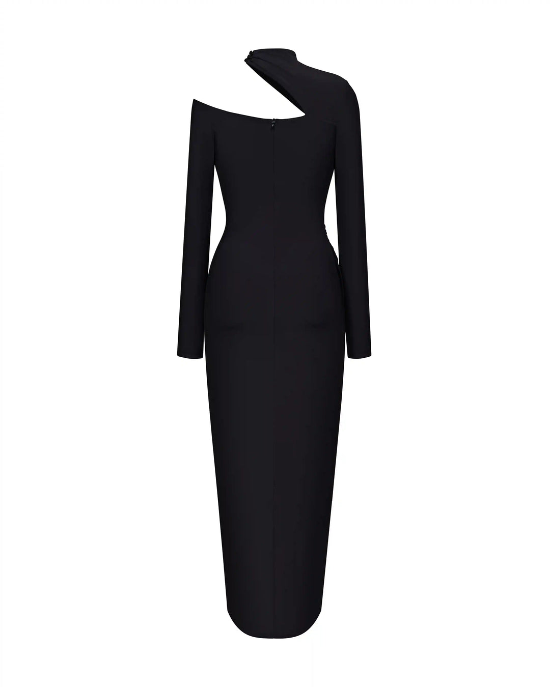 Jennifer midi, midi dress with long sleeves made of black biflex