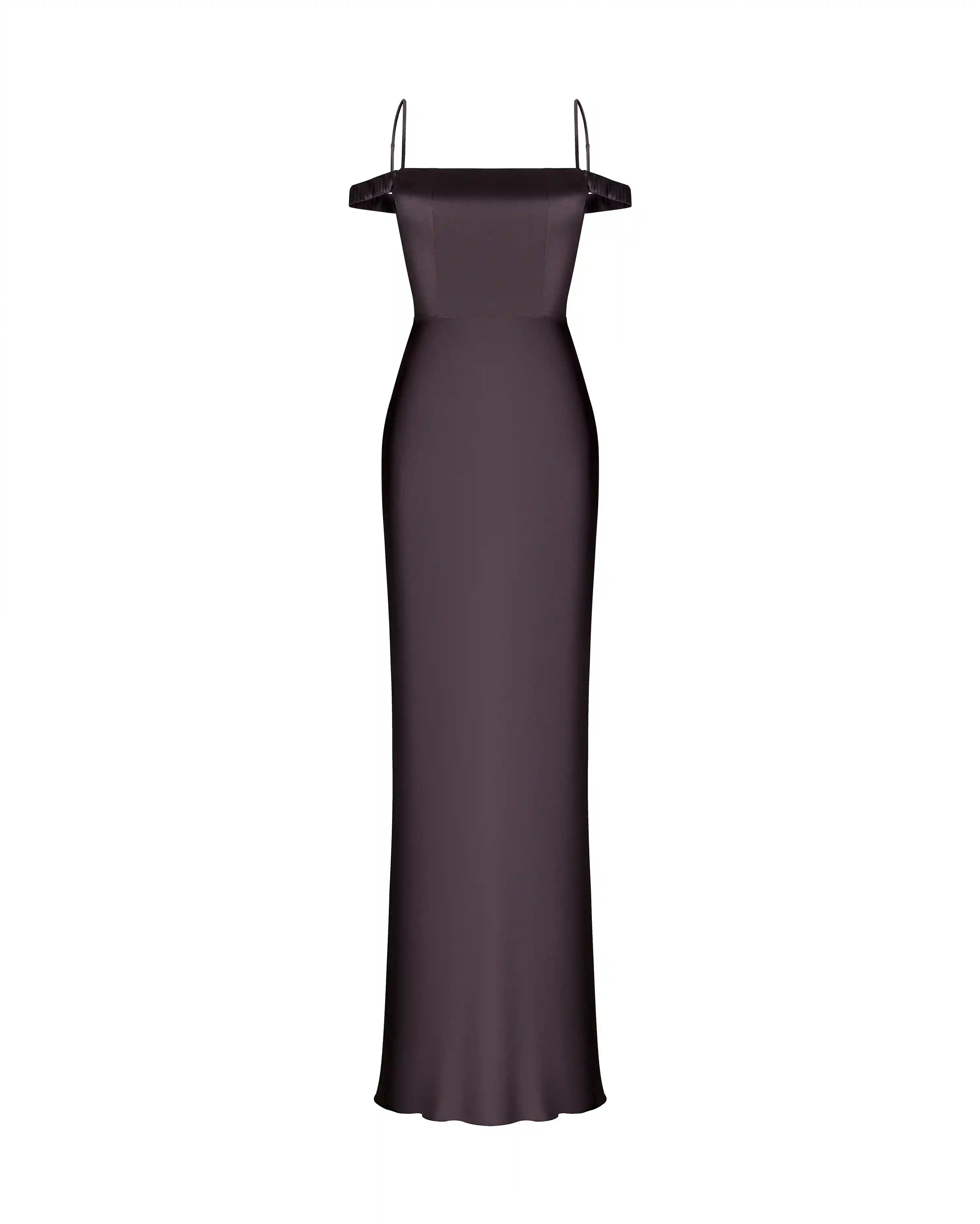 Melany maxi, maxi dress made of chocolate satin