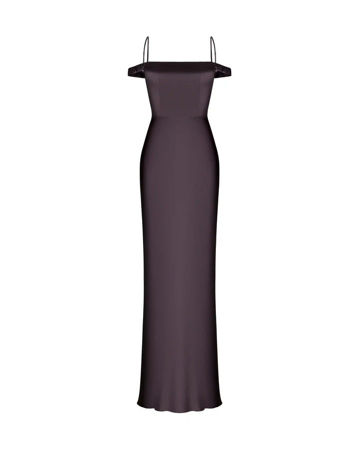 Melany maxi, maxi dress made of chocolate satin