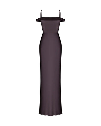 Melany maxi, maxi dress made of chocolate satin