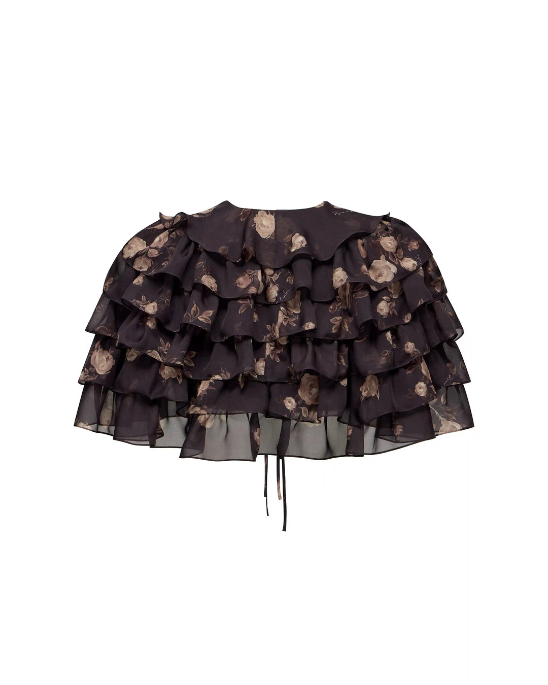 Muza, crop top made of chocolate chiffon with floral print