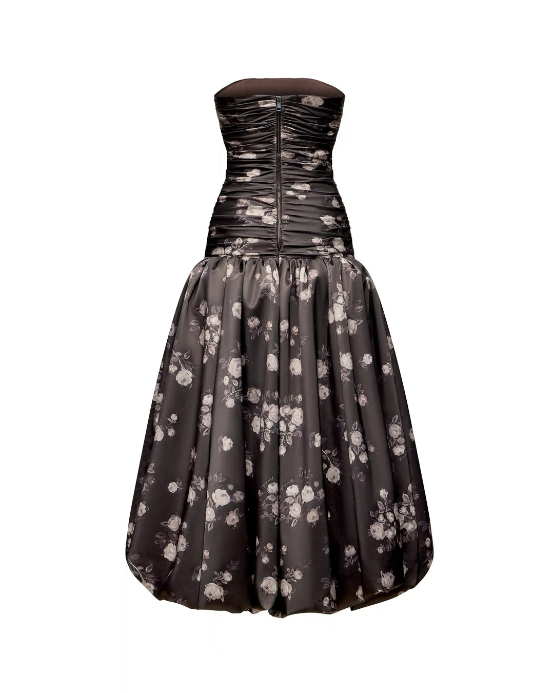 Taylor midi, midi dress made of chocolate satin with floral print