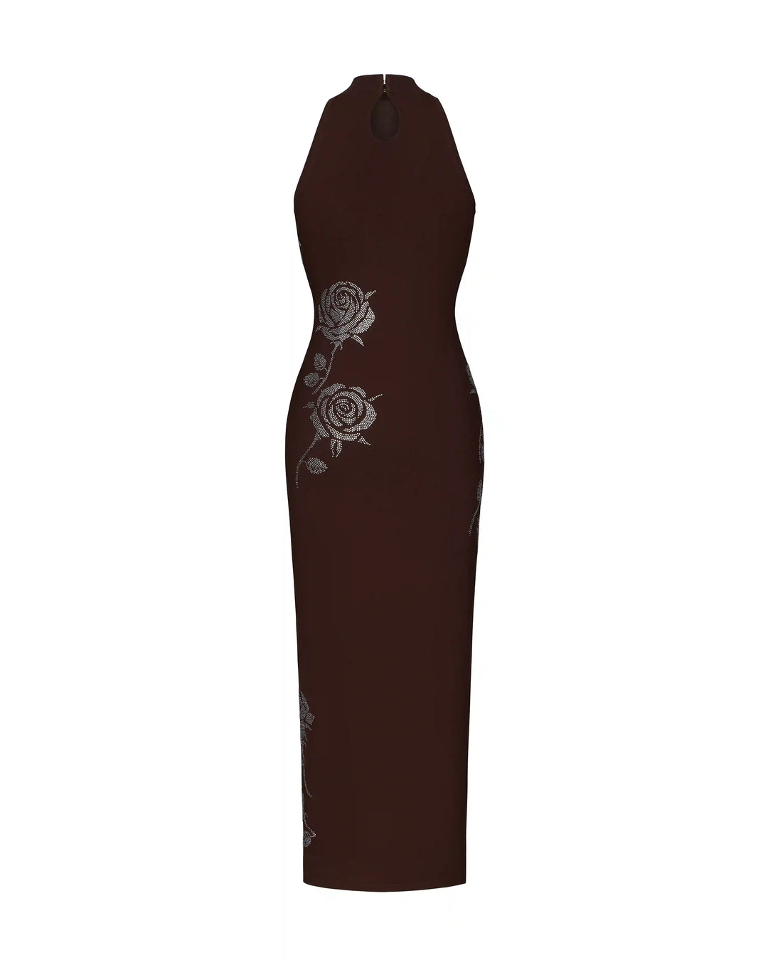 Viva midi, midi dress made of chocolate cotton with rhinestones