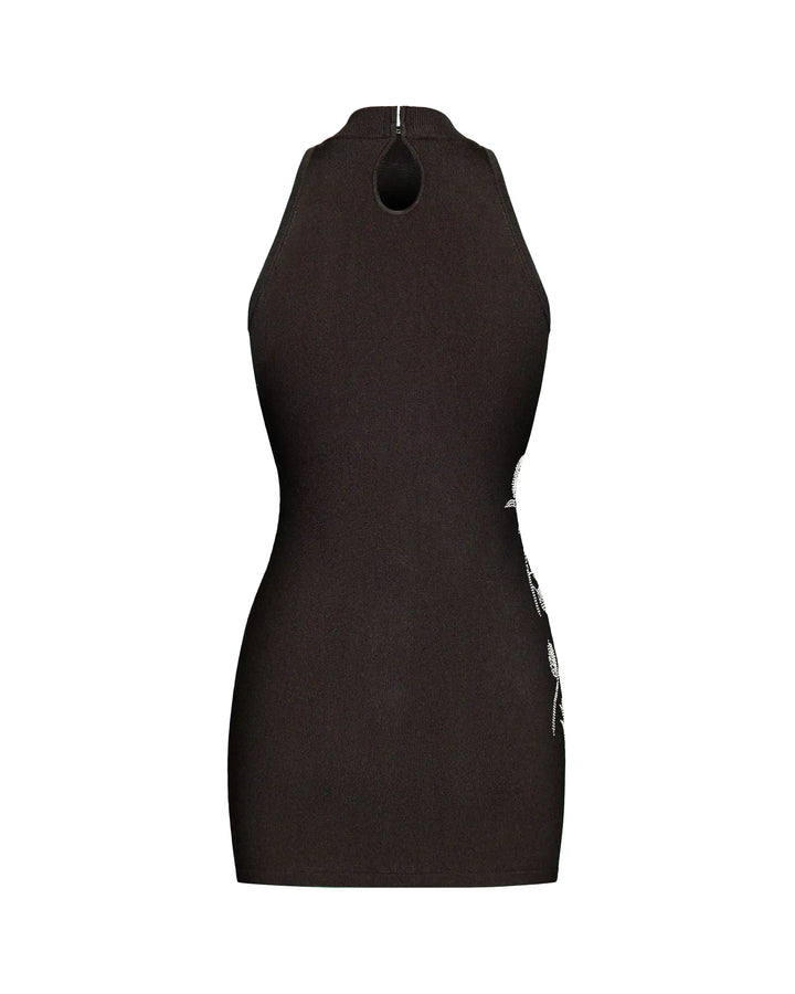 Viva mini, mini dress made of chocolate cotton with rhinestones