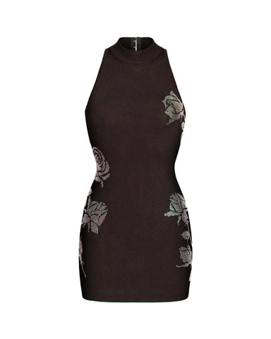 Viva mini, mini dress made of chocolate cotton with rhinestones