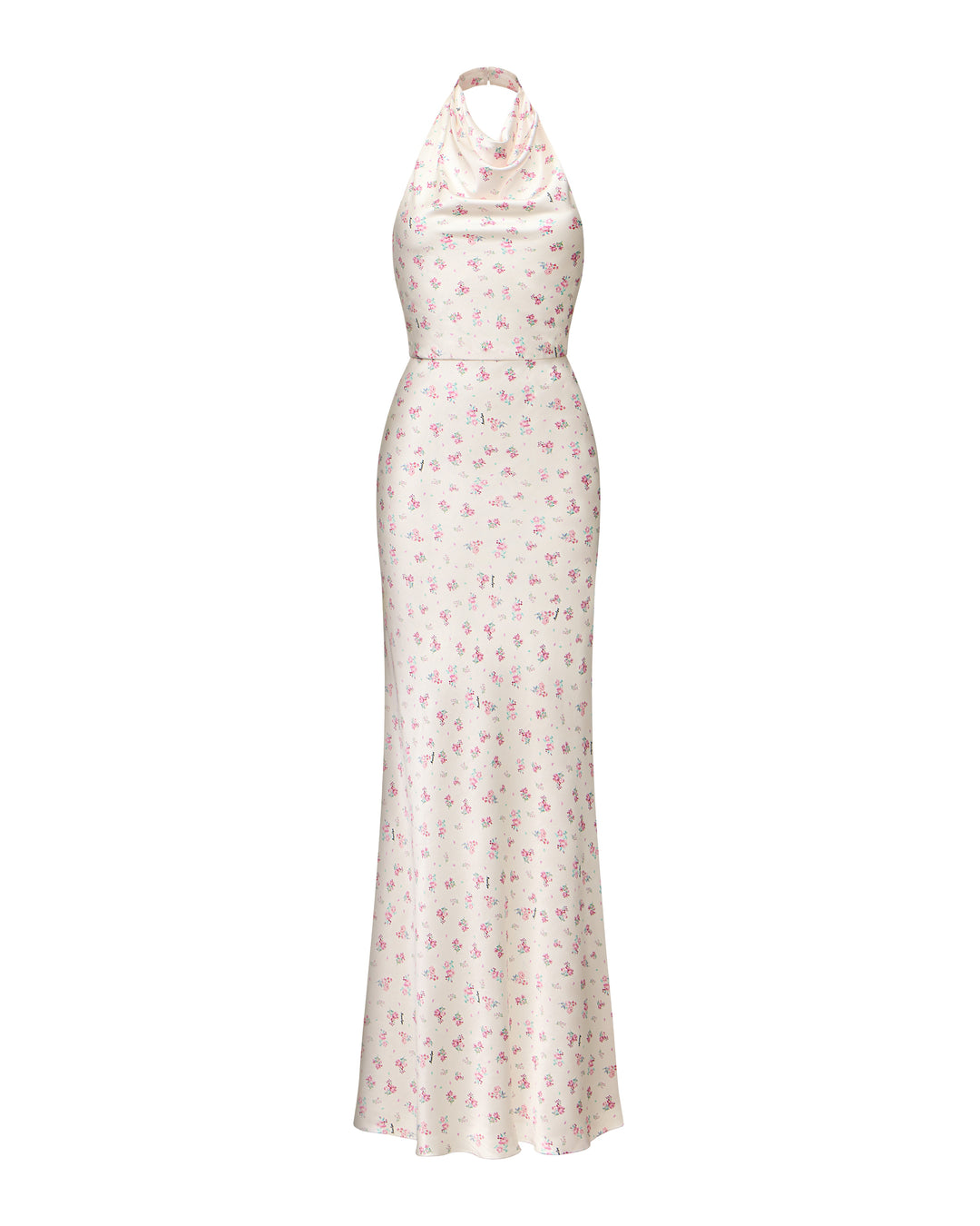 knee length dresses for ladies Esty maxi, maxi dress in milky satin with small raspberry flowers – ROSES  LACE