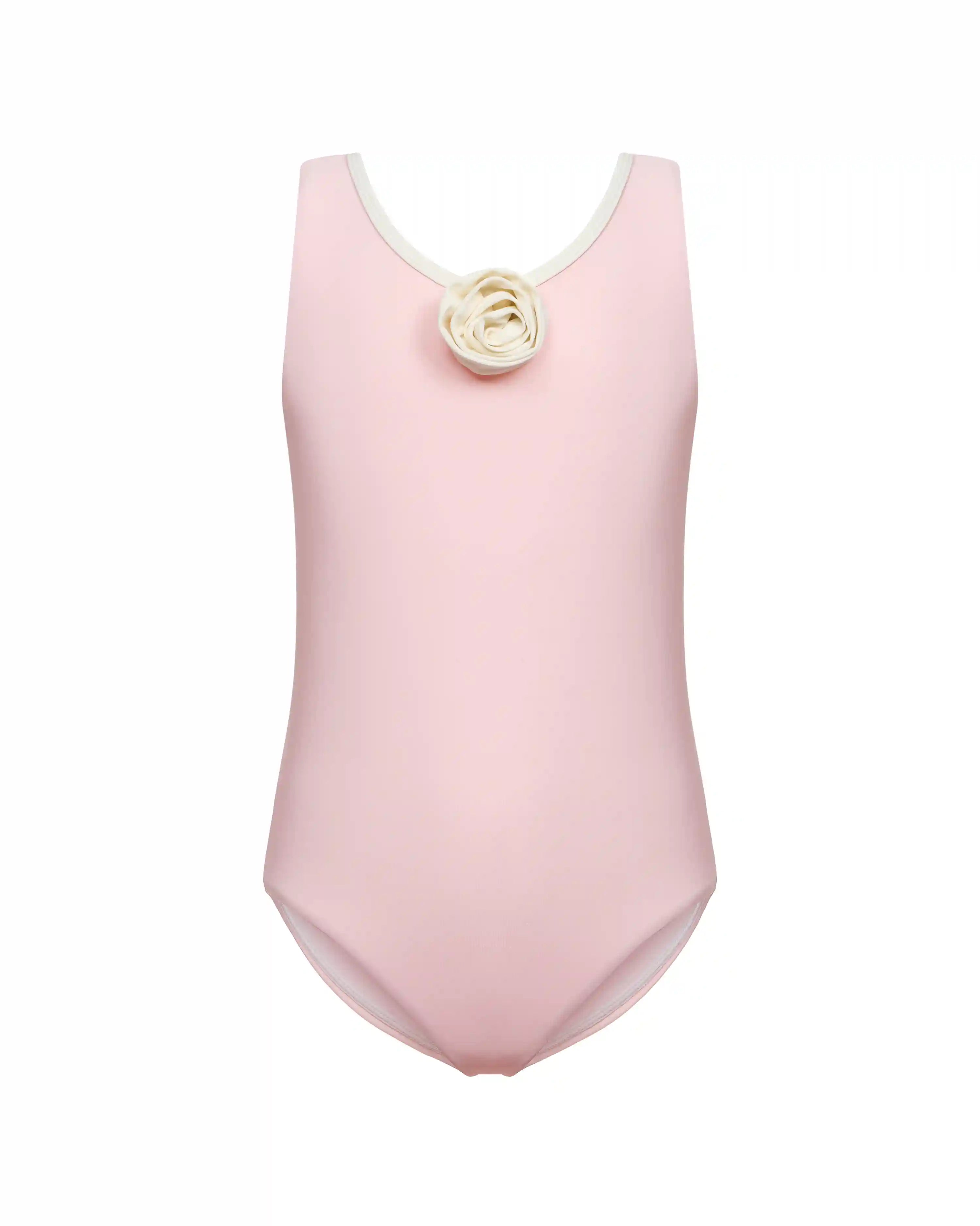 Nala, children's one-piece swimsuit, in pink with a rose