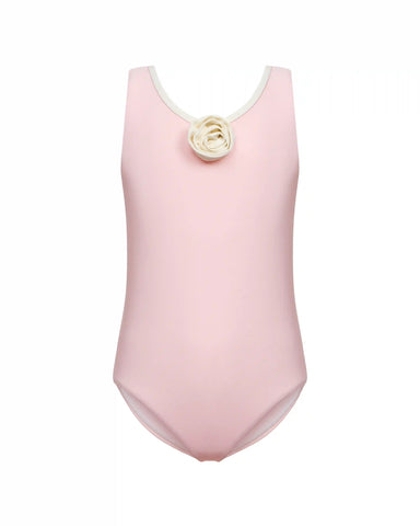 Nala, children's one-piece swimsuit, in pink with a rose
